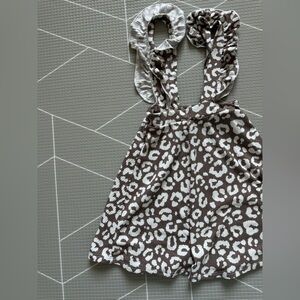 Small shop|Baby girl/toddler Leopard Print ruffle jumper Dress-Brown & White•2T